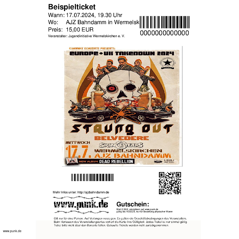 : Strung Out + Belvedere + Skin of Tears