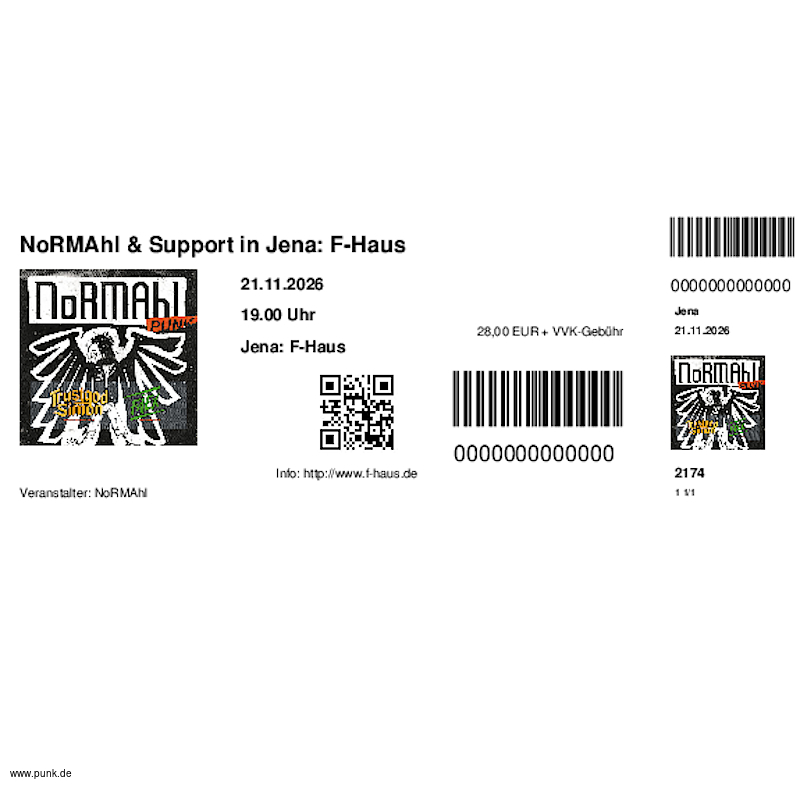 : HardTicket NoRMAhl & Support in Jena: F-Haus