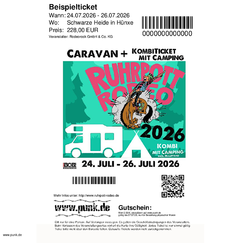 : Kombiticket incl. Camping & Caravan - Rodeo 2026
