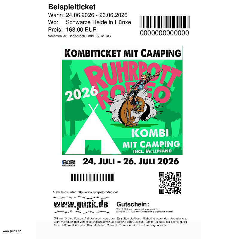: Kombiticket incl. Camping - Rodeo 2026