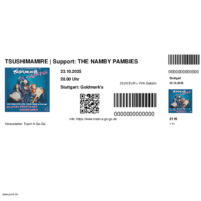 : HardTicket TSUSHIMAMIRE | Support: THE NAMBY PAMBIES