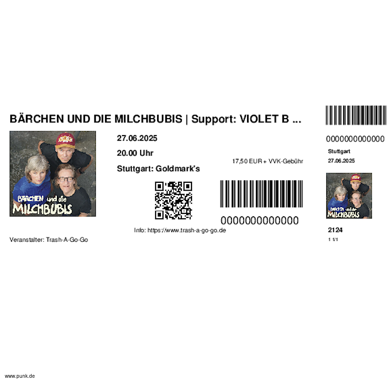 : HardTicket BÄRCHEN UND DIE MILCHBUBIS | Support: VIOLET BOMBS