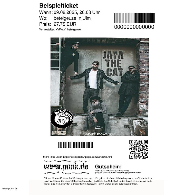 : JAYA THE CAT / SAM IRIE & BAND 