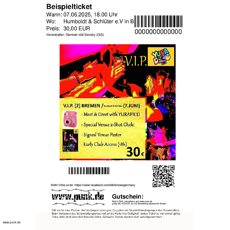 : YURAPICO Bremen VIP & early entry 7. Juni 2025