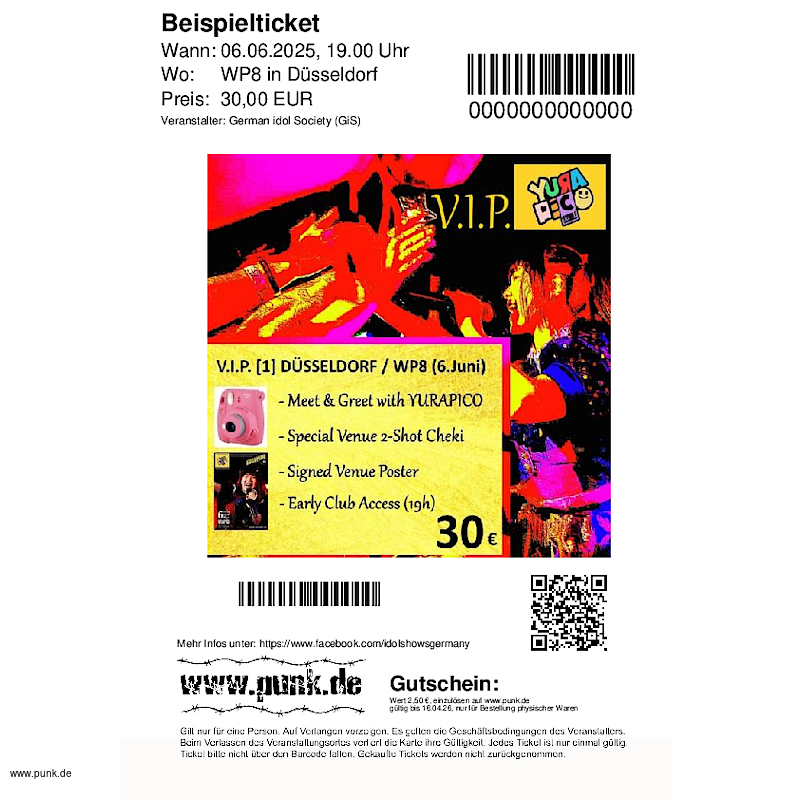 : YURAPICO Düsseldorf VIP & early entry 6. Juni 2025