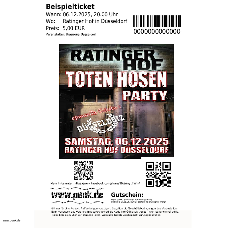 : TOTEN HOSEN PARTY - Support : DÜSSELBOIZ